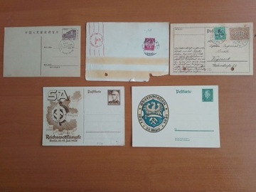 Karty Pocztowe Śląsk China Niemcy Lata 30te i1976 