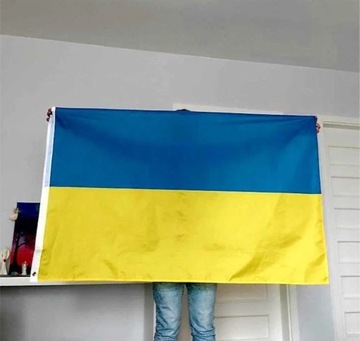 Flaga Ukrainy 150x90cm. z oczkami, do montażu na maszcie flagowym