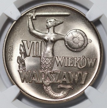 PRÓBA 10 złotych 1965 VII Wieków Wa-wy NGC MS 67