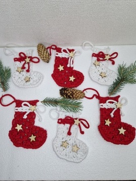 Skarpety świąteczne makrama dekoracje  prezent 