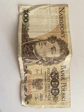 Banknot 500zł z 1982r. 