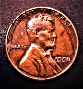 Lincoln  Cent  1956. USA.  Bardzo źle wybity awers