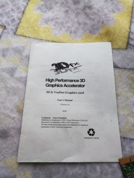 3dfx instrukcja karta graficzna voodoo 1 I 3d graphics accelerator manual