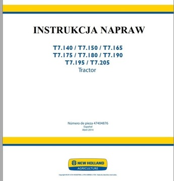 Instrukcja Napraw New Holland T7.180, T7.190 PL