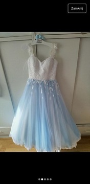 Sprzedam biało-błękitną suknię ślubną 