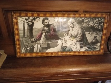 Stary religijny obraz z lat 60-tych.-reprodukcja