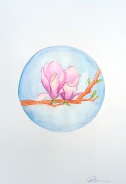 Akwarela obrazek Magnolia 