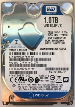 DYSK WD10JPVX 2,5'' HDD SATA 1TB WD BLUE 0 godzin