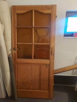Drzwi drewniane lewe sosnowe sosna 90