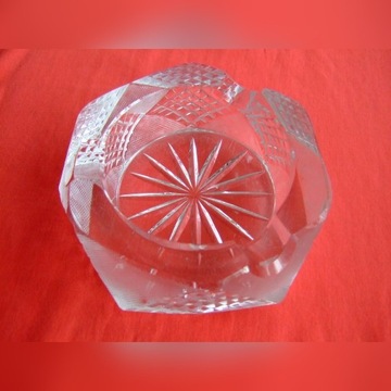 Popielniczka kryształowa kryształ sześciokątna PRL