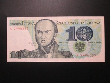 Banknot 10 złotych 1982r. st UNC 