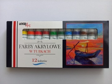 FARBY TEMPERA W TUBKACH 12 KOLORÓW 