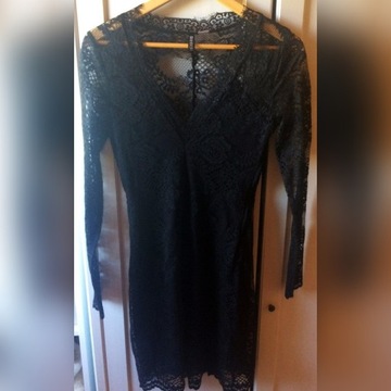 Czarna koronkowa sukienka H&M roz.36
