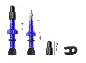 2szt wentyle PRESTA tubeless, 40mm, niebieskie