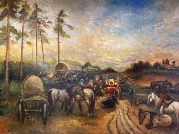 Obraz olejny. Cygański obóz 