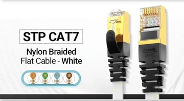 Patchcord S/FTP LAN Cat7 RJ45/RJ45 2m flat WHITE