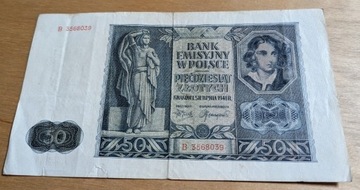 50 złotych Kraków 1 sierpnia 1941 