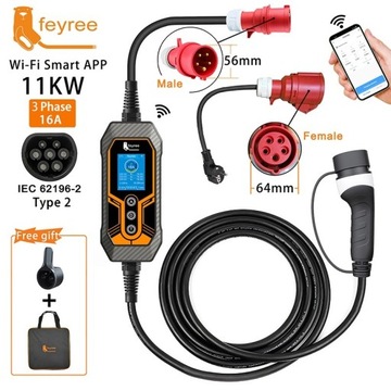 Feyree ładowarka Typ2 11KW 16A 3 Fazy Wi-FI 380V 