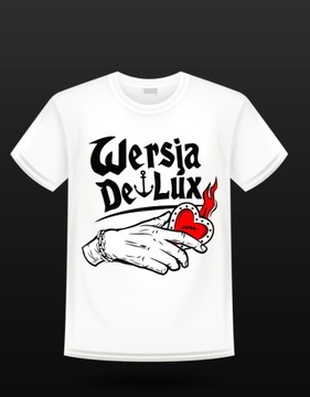 Wersja De Lux - biała koszulka męska - dłoń - M