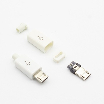 Wtyk micro USB 5Pin - biały - Szybka wysyłka