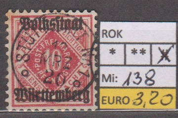 WURTTEMBERG Mi:138kasowany