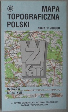 Mapa topograficzna Polski M-34-XVII Rzeszów