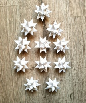 Gwiazdki na choinkę handmade papierowe białe
