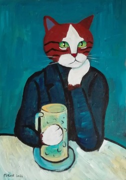 Kot wg Picassa, 42x29,7, kot, koty, Picasso