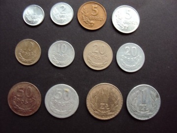 Komplet monet PRL emitowanych w 1949r.jak na foto