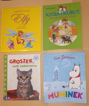Książki dzieci:Muminki,Groszek,Elfy,Kasia i Kubuś