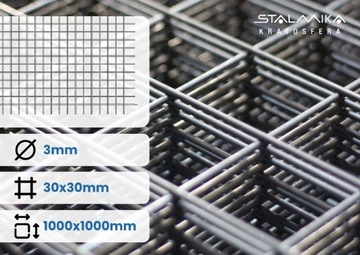 SIATKA ZGRZEWANA 1000x1000 30x30 fi 3 mm