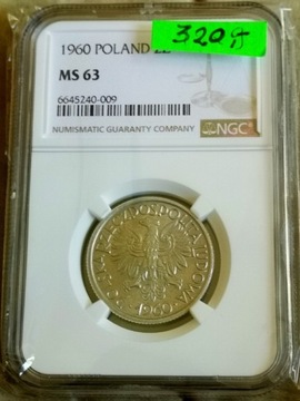Moneta obiegowa prl 2zl jagody 1960r MS 63