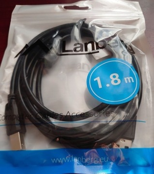 Przewód USB A - B - Lanberg - czarny - 1,8 m