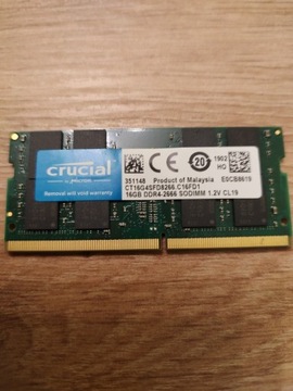 RAM Crucial 16GB / DDR4 2666 / so-dimm /  stan BDB