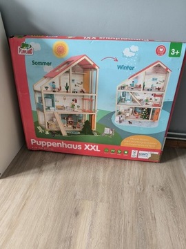 Domek dla lalek, drewniany, z lalkami, piętrowy, xxl, Playland, nowy