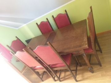 Stół dębowy + 6 krzeseł 