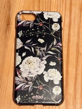 Etui case iPhone 7 czarny w kwiatki