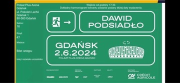 Bilety na koncert Dawida Podsiadło 02.06 (2 bilety koło siebie - sektor 16)