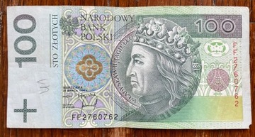 Banknot 100zł 1994 seria FF