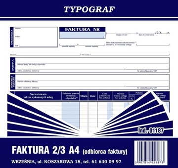 Faktura 2/3 A4 odbiorca Typograf 01187