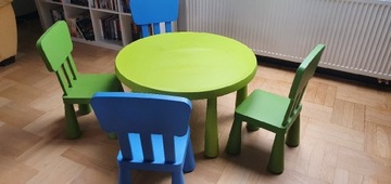 Zestaw Ikea Mammut 4x krzesełko plus stolik