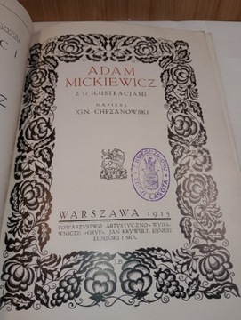 Adam Mickiewicz. Ignacy Chrzanowski. 1915rw.