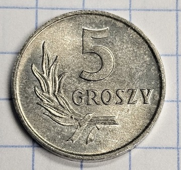 5 gr groszy 1972 , stan I , mennicza