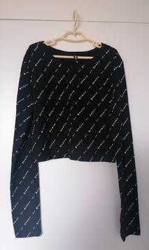 Czarny crop top z długim rękawem S