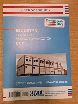 Sekocenbud BCP Biuletyn cen rob. przygotow. 1/2022