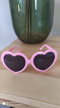 Okulary ozdobne serca z efektem serc nowe różowe
