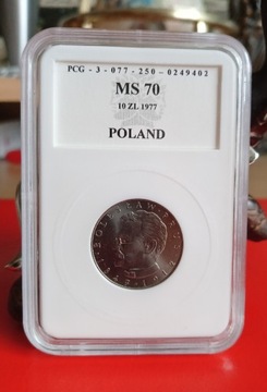 10 zł Bolesław Prus 1977 PCG MS70 Grading 