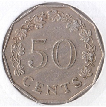 MALTA  50 centów 1972 KM#12