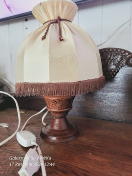 Lampa ceramika miedź abażur 