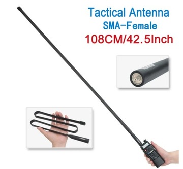 ABBREE Składana antena taktyczna CS SMA żeńska 144/430Mhz 108cm